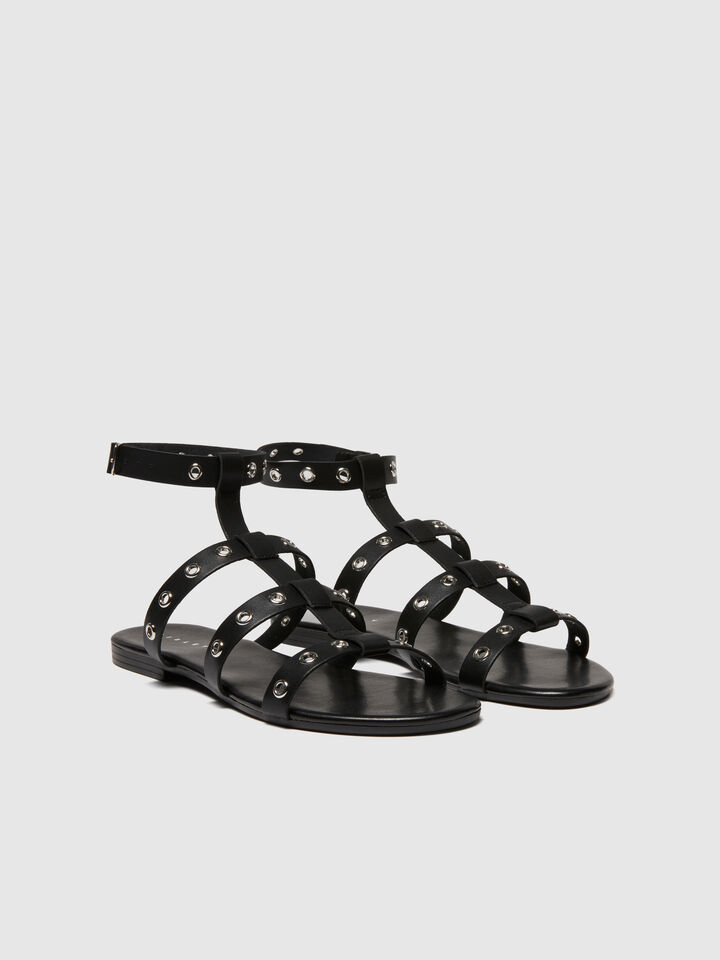 Flat sandals with strap - women's sandals and slippers - Black | Sisley image number 1